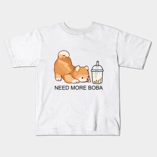 Cute Little Shiba Needs More Boba! Kids T-Shirt